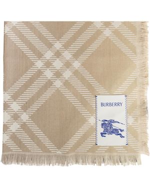 Burberry Scarf With Logo - Natural