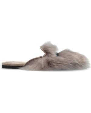 Dolce & Gabbana Futrzane Slippers - Grey