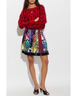 Versace Silk Skirt With "Teatro" Print - Red