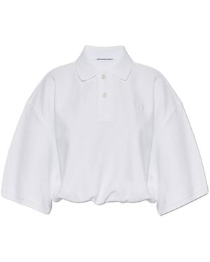 T By Alexander Wang Short Polo Shirt With Embroidered Logo - White