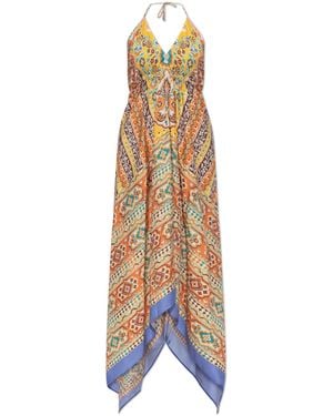 Etro Silk Dress With Open Back - Natural