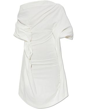 Issey Miyake Asymmetrical Dress With Draping - White