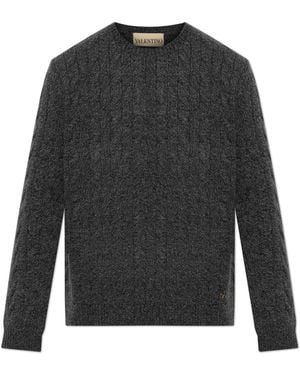 Valentino Garavani Wool Jumper With Decorative Knit - Grey