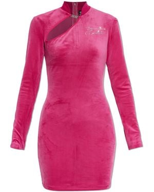 Versace Jeans Couture Velvet Dress With Turtleneck - Pink