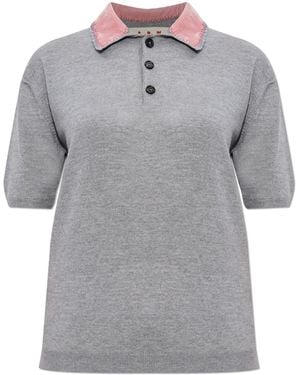 Marni Polo With Decorative Collar - Grey