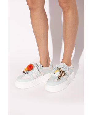 Fendi "Match" Sports Shoes On Platform - White