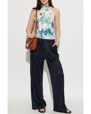 Ferragamo Pants With Lurex Thread - Blue