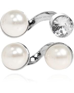 Dries Van Noten Two Rings With A Pearl - Metallic