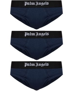 Palm Angels Three-Pack Of Briefs With Logo - Blue