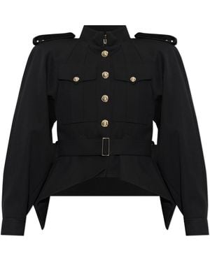 Balmain Wool Jacket With Belt - Black