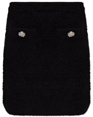 Self-Portrait Short Tweed Skirt - Black