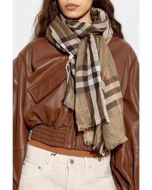 Burberry Scarf With Raw Finish - Brown