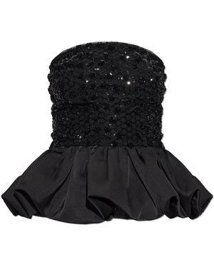 ROTATE BIRGER CHRISTENSEN Sequinned Top With Peplum - Black