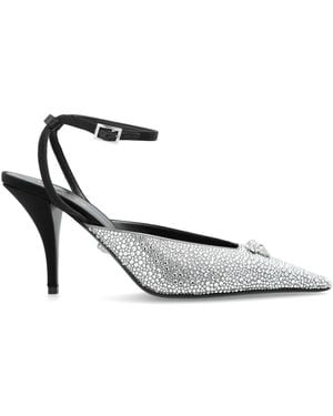 Versace Heeled Shoes With Shimmering Sequins, - Metallic