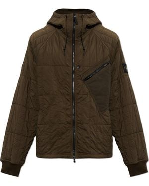 Stone Island Quilted Jacket With Hood - Brown