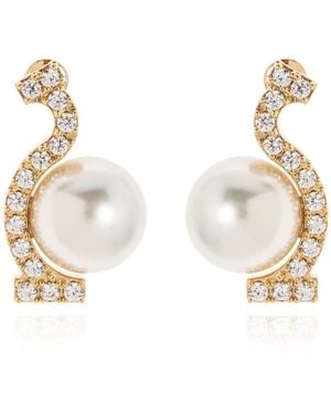 Ferragamo Earrings With Shimmering Crystals - White