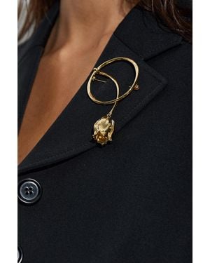 Chloé Brass Brooch 'Tulip' - Black