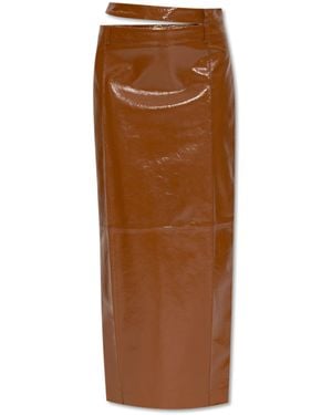 The Mannei 'Ararat' Patent Skirt - Brown