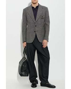 Dolce & Gabbana Wool Blazer With Appliqué - Gray