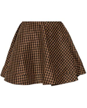 Ganni Plaid Pattern Skirt - Brown