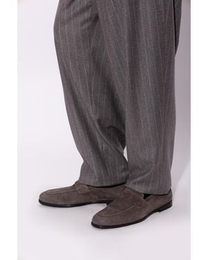 Ferragamo "Tiberio" Suede Loafers - Gray