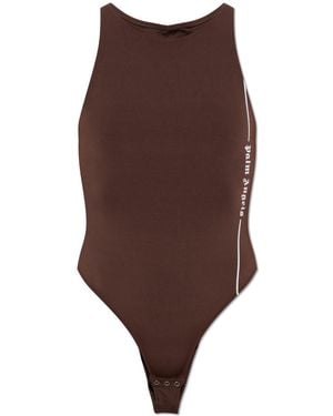 Palm Angels Bodysuit With Printed Logo - Brown