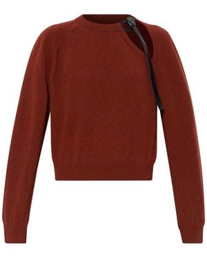 Ferragamo Jumper With A Leather Appliqué - Red