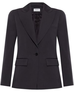 Balmain Wool Blazer With A Single Vent - Blue