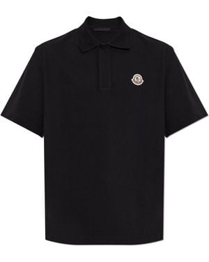 Moncler Polo With Logo Patch - Black
