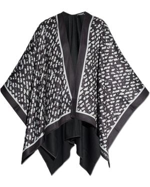 Emporio Armani Patterned Poncho - Black