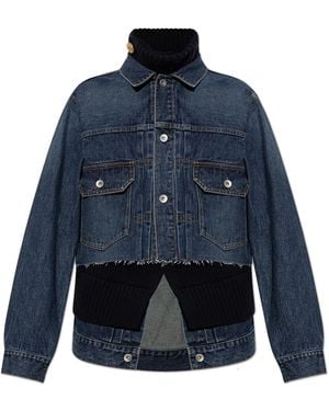 Sacai Denim Jacket With A 'Vintage' Effect - Blue