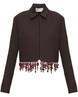 Tory Burch Blazer With Decoratively Finished Hem - Brown