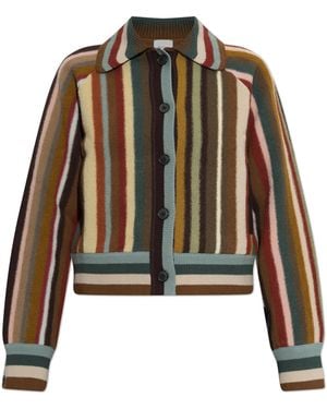 Paul Smith Wool Cardigan With Collar - Brown