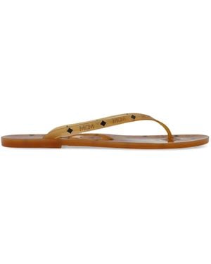 MCM Flip-Flops With Logo - Brown