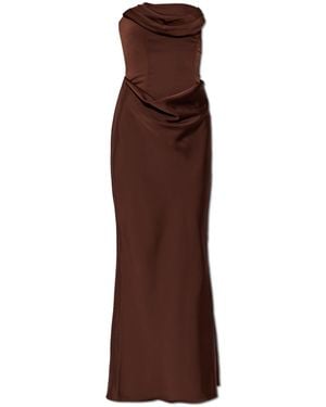 ROTATE BIRGER CHRISTENSEN Satin Off-Shoulder Dress - Brown