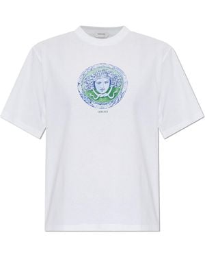 Versace Cotton T-Shirt With Print - White