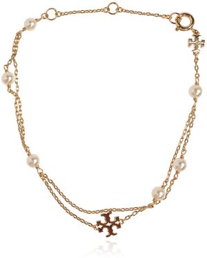 Tory Burch Bracelet With Glass Pearls - Metallic