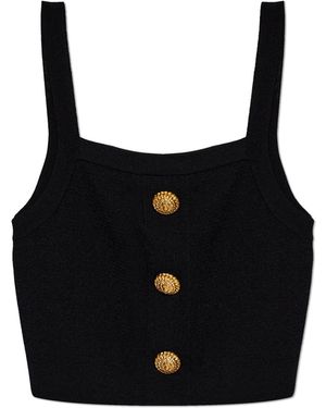 Balmain Short Spaghetti Strap Top - Black