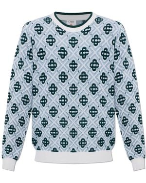 CASABLANCA Wool Jumper With Monogram - Blue