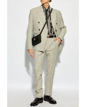 Versace Wool Pants With Crease - Natural