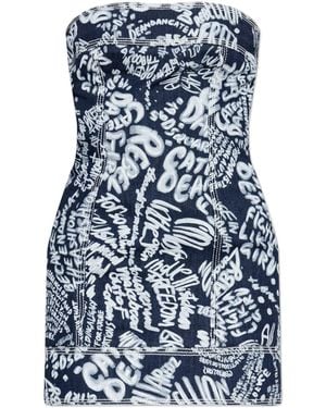 DSquared² Denim Off-Shoulder Dress - Blue