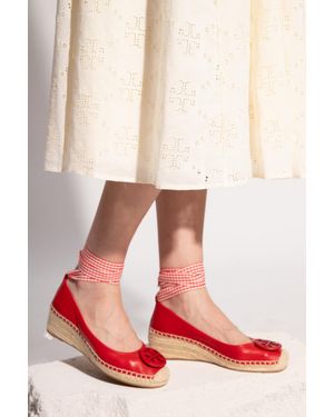 Tory Burch Minnie Ballet Espadrilles Wedges, Leather - Red