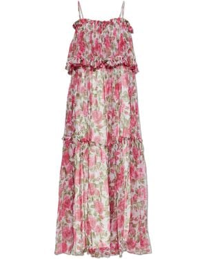 Chloé Silk Dress With Floral Motif - Pink
