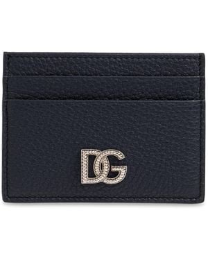 Dolce & Gabbana Leather Card Holder With Logo - Blue
