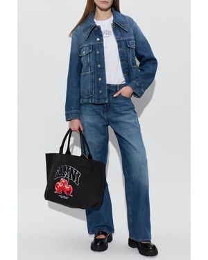 Ganni Denim Jacket With Pockets - Blue