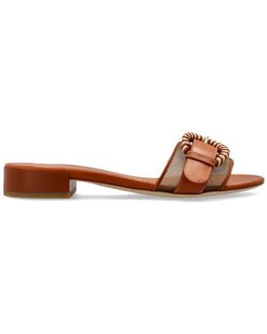 Rodo Leather Slides - Brown