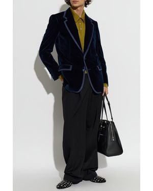 Dolce & Gabbana Velvet Blazer With Open Lapels - Blue