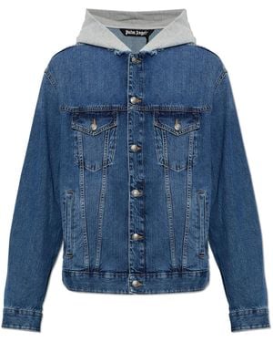Palm Angels Denim Jacket With A 'Vintage' Effect - Blue