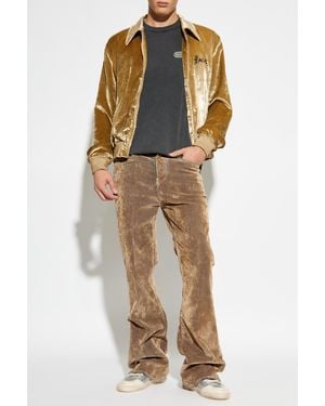Amiri Jeans With A Velvet Finish - Natural