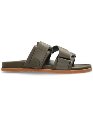 Moncler Leather Slides - Green